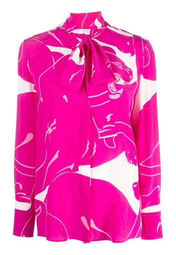 Valentino Garavani Panther-print silk blouse - Pink