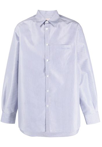 Valentino Garavani logo-embroidered textured shirt - Blue