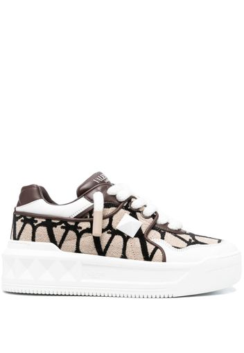 Valentino Garavani One Stud jacquard sneakers - Neutrals