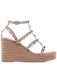 Valentino Garavani pink Rockstud 120 leather wedges