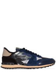 Valentino blue Garavani Rockstud Rockrunner Camouflage Leather Sneakers