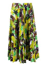 leaf-print pleated skirt