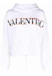 Valentino sequin-logo drawstring hoodie - White