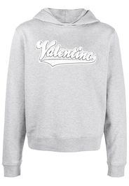 Valentino embroidered logo patch hoodie - Grey