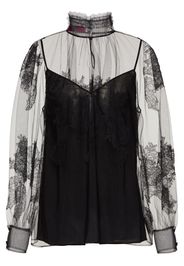 Valentino Tulle Illusione embroidered blouse - Black