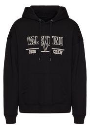 Valentino logo-embroidered cotton hoodie - Black