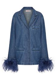 Valentino feather-trim top - Blue