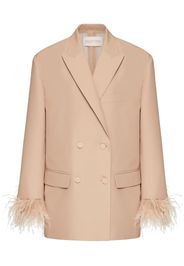 Valentino feather-detail double-breasted blazer - Neutrals