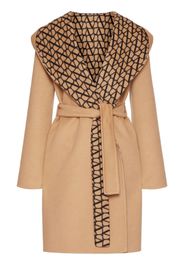 Valentino Garavani Toile Iconographe belted virgin-wool coat - Neutrals