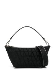 Valentino Garavani Toile Iconographe leather-trim shoulder bag - Black