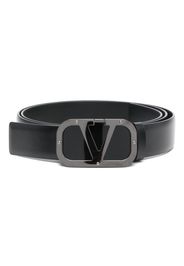 Valentino Garavani VLogo-plaque leather belt - Black