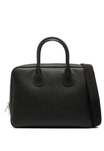 Valextra grained-texture leather laptop bag - Black