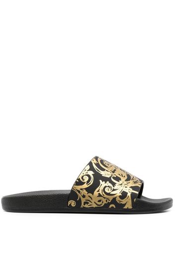 Versace Jeans Couture Baroccoflage printed 20mm slides - Black