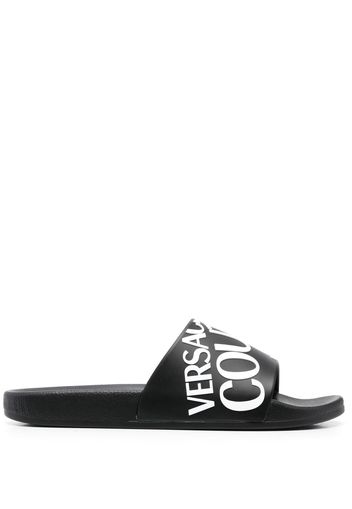 Versace Jeans Couture logo-print pool sliders - Black