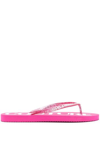 Versace Jeans Couture logo-print glitter flip flops - Pink