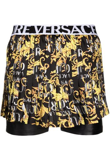 Versace Jeans Couture Barocco-print pleated shorts - Black