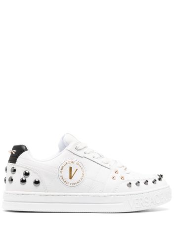 Versace Jeans Couture spiked stud-design leather sneakers - White