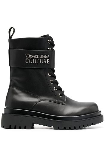 Versace Jeans Couture logo-plaque lace-up boots - Black