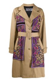 paisley leopard accent trench coat