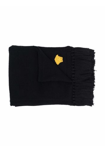 Versace Kids embroidered Medusa-Head wool scarf - Black