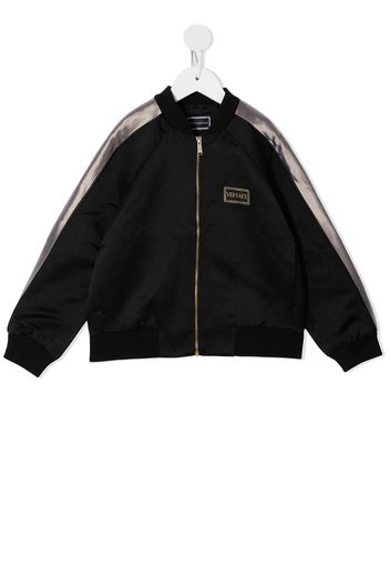 Versace Kids logo-print satin bomber jacket - Black