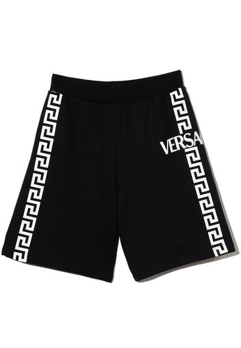 Versace Kids Greca-print track shorts - Black