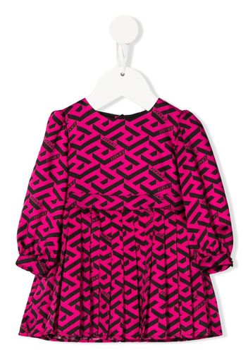 Versace Kids all-over monogram-pattern print dress - Black