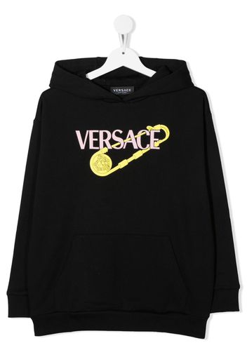 Versace Kids logo-print cotton hoodie - Black