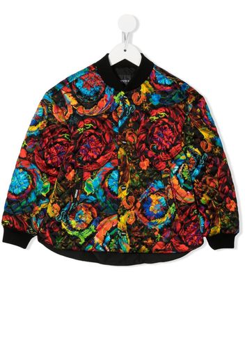 Versace Kids quilted floral bomber jacket - Black