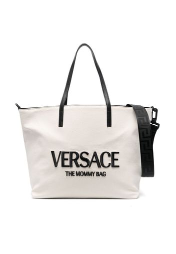 Versace Kids embroidered-logo tote bag - Neutrals