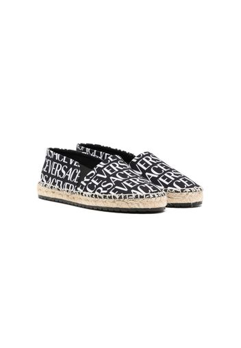 Versace Kids logo-print espadrilles - Black