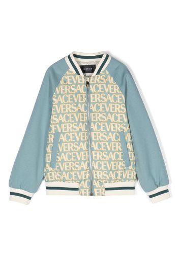 Versace Kids logo-print bomber jacket - Blue