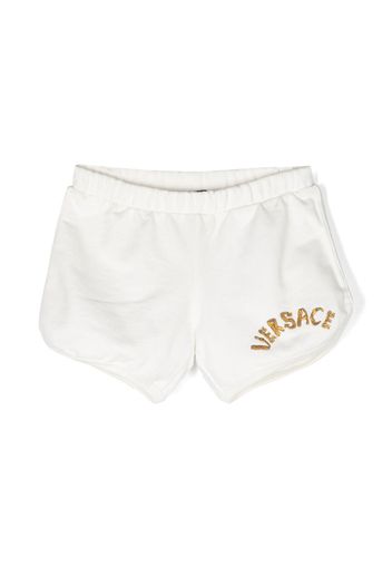 Versace Kids logo-embroidered mini shorts - White