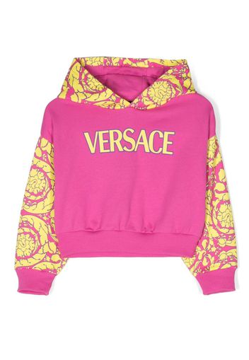 Versace Kids logo-print cotton hoodie - Pink