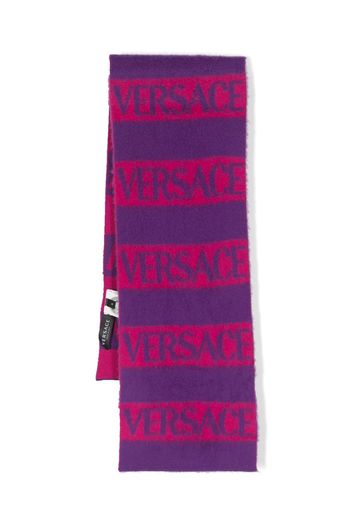 Versace Kids intarsia-logo wraparound scarf - Purple