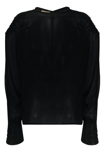Versace Pre-Owned 1980s bead-detailing sheer silk blouse - Black