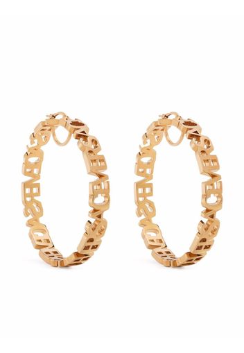 Versace lettering logo hoop earrings - Gold