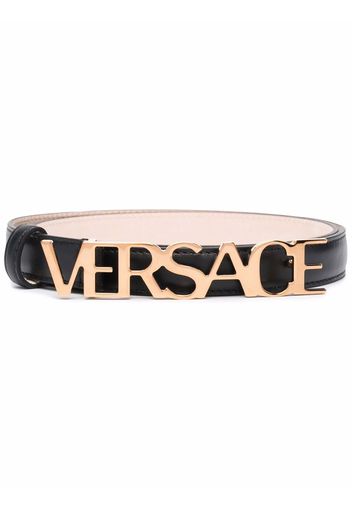 Versace lettering logo buckle belt - Black