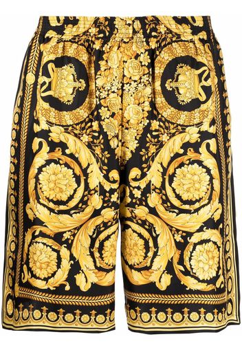 Versace Barocco-print knee-length silk shorts - Black