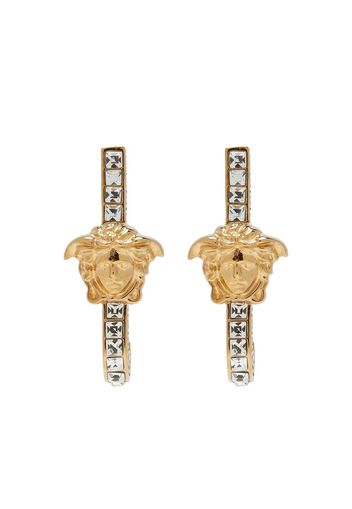 Versace Medusa crystal-embellished huggie earrings - Gold