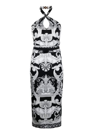 VERSACE Barocco-print cut-out midi dress - Black