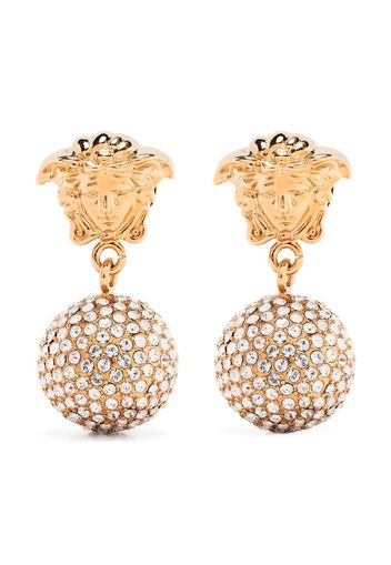 Versace Medusa crystal drop-pendant earrings - Gold