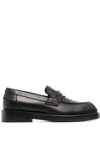 Versace square-toe studded loafers - Black