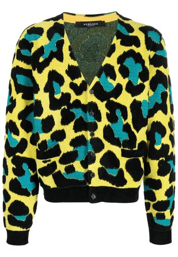 Versace leopard-print V-neck cardigan - Black