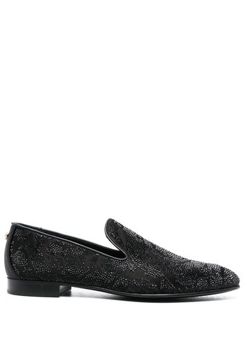 Versace rhinestone-embellished loafers - Black