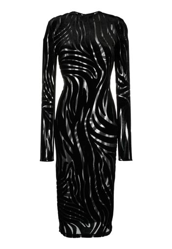 Versace zebra-pattern midi dress - Black