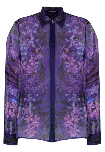 Versace orchid-pattern chiffon shirt - Black