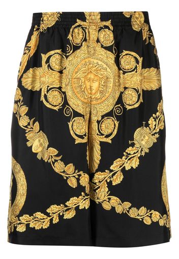 Versace Barocco-print silk shorts - Black