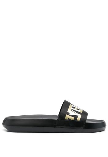 Versace logo-appliqué open toe slides - Black