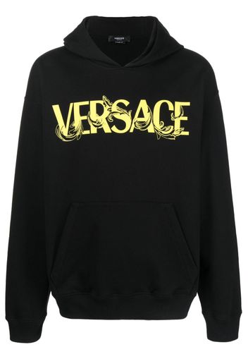 Versace logo-print cotton hoodie - Black